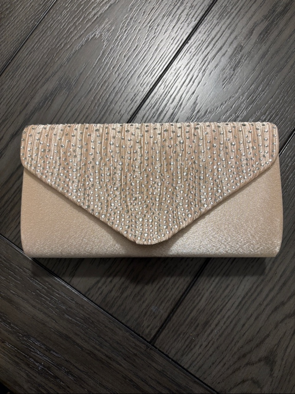 Amazon Pearl Gold Rhinestone Envelope Clutch